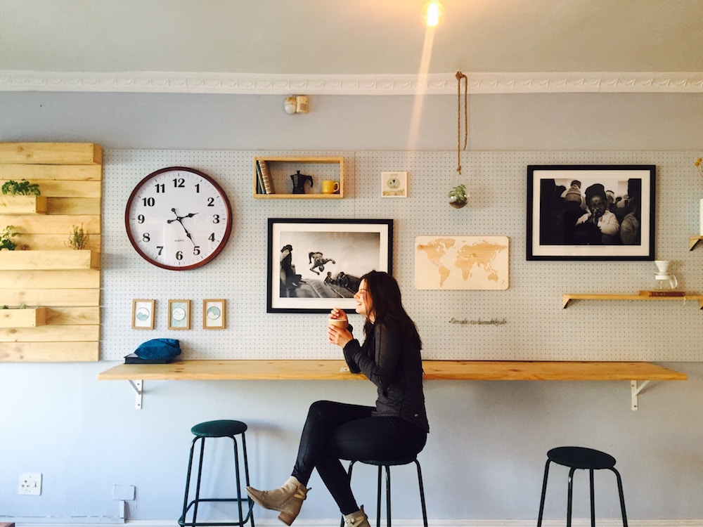 woman drinking coffee